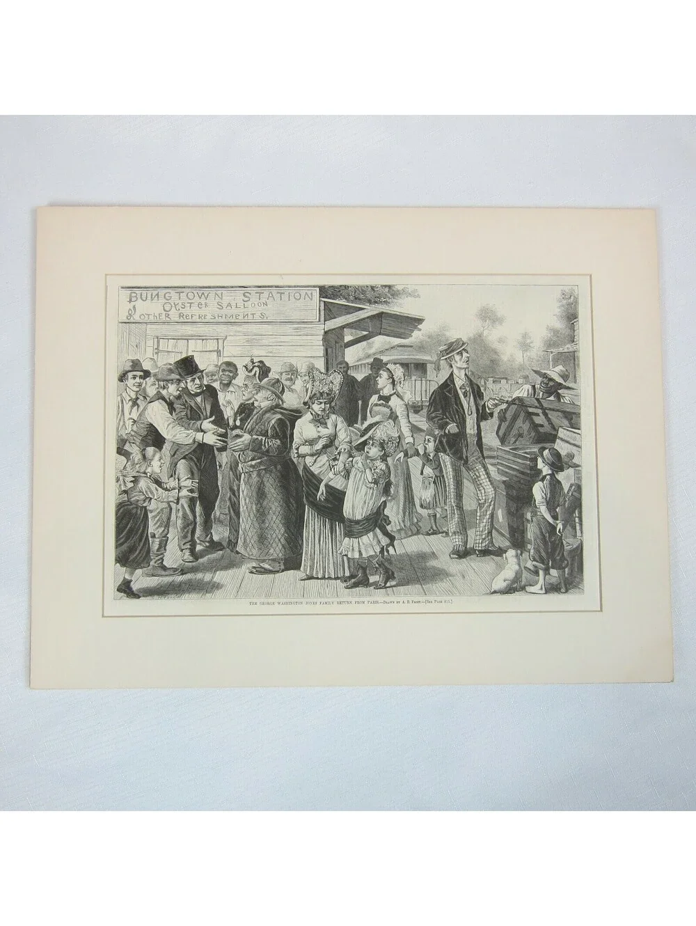 Antique 1878 Print Wood Engraving George Washington Jones Family Harpers Weekly